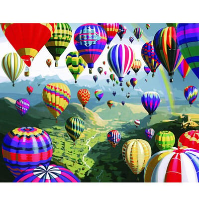 Peinture Diamant 5D DIY Forage Complet Broderie Point de Croix Montgolfière 20X30CM blue