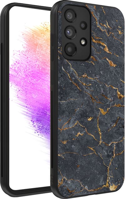Smartphonica Telefoonhoesje voor Samsung Galaxy A73 5G met marmer opdruk - TPU backcover case marble design - Goud Grijs geschikt voor Samsung Galaxy A73 5G