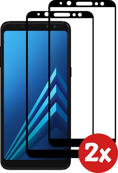 Smartphonica Screenprotector Geschikt voor Samsung Galaxy A8 2018 - Full Cover Tempered Glass with Round Edge - Gehard glas met Afgeronde Hoeken - 2-Pack geschikt voor Samsung Galaxy A8 2018