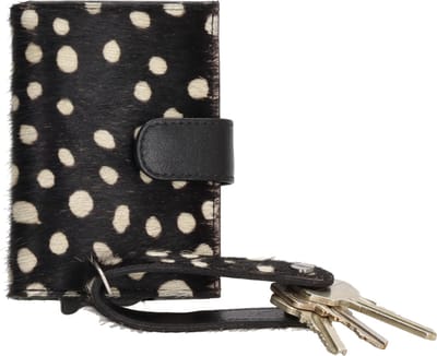 Hide & Stitches Wallowa Safety Wallet - 100% Leer - Jachtluipaard Zwart - witte stip