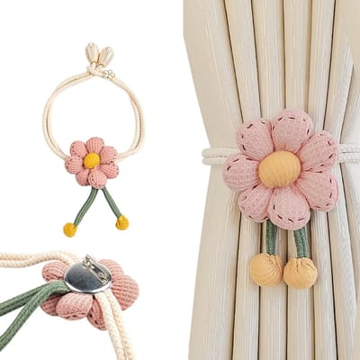 2-delige - Gordijnbinders - Gordijnbinders met bloemenmotief - Gordijnbinders - Met verstelbare binder - Slaapkameraccessoires - Roze