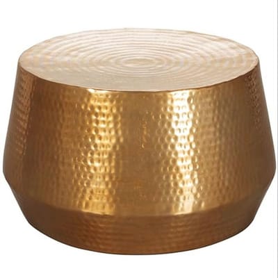 Ronde salontafel met hamerslagstructuur - Aluminium bijzettafel goud - Modern oosters design