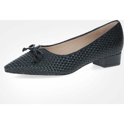 Leren pumps in vlechtlook met blokhak - zwart - Gr. 4 van Goldner Fashion