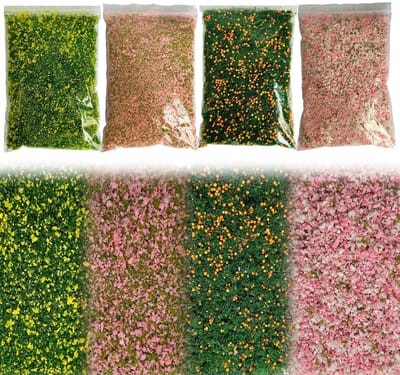 Dailygoods - 4 stuks Colour kleurrijk boompoeder modelboom, planten modelbouw, kunstmatig mos voor doe-het-zelf miniatuur, Lowland-model, struik, bossige tuft, architectuur, bouwmodel, spoorweg, feeëntuin