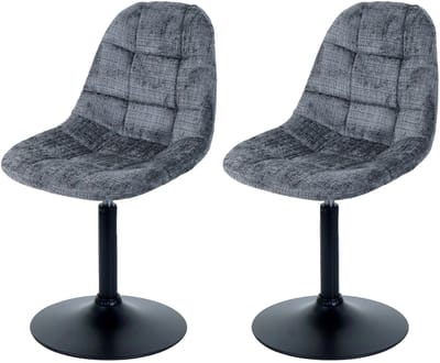 Set van 2 eetkamerstoelen MCW-A60, keukenstoel draaistoel, staal MVG stof/textiel chenille (465g/m²) ~ donkergrijs