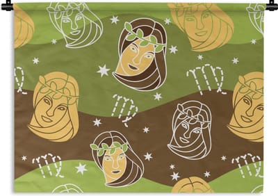 Wandkleed - Wanddoek - Virgo - Zodiac - Patroon - 60x45 cm - Wandtapijt