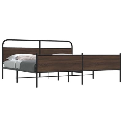 vidaXL - Bedframe - zonder - matras - metaal - bruin - eikenkleur - 183x213 - cm