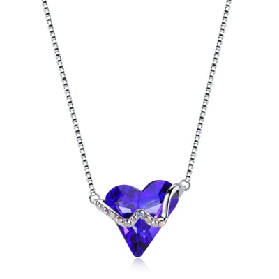 Kristal Hart Paars – Ketting Lengte 45cm