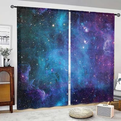 3D Moderne Kosmische Melkweg Print Stergordijnen voor Woonkamer Slaapkamer Studeerkamer Decor Keukengordijnen 2 Panel Set W150H166cm(59x62in)&Rod Pocket gray