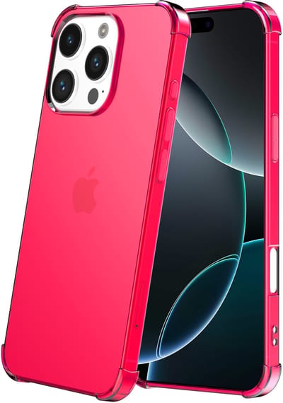 Smartphonica Telefoonhoesje Geschikt voor iPhone 16 Pro Transparant Schokbestendig Siliconen Hoesje met Stootrand - Shockproof Back Cover Case - Neon Roze geschikt voor iPhone 16 Pro