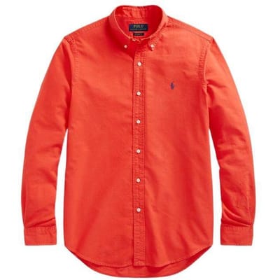 Polo Ralph Lauren Effen Kleur Polo Kraag Lange Mouwen Shirt Heren shirts Rood RL14548-600 L red