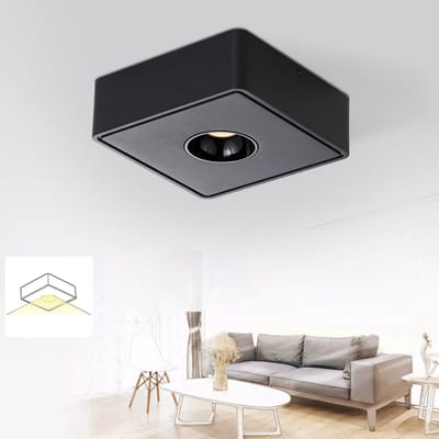 NETTLIFE Opbouwspot LED - 1-Lichts - vierkant - zwart - 7W - Moderne Plafondlamp - 3000K Warm Wit Licht - Metaal - Plafondspot - voor Keuken | Slaapkamer | Hal | Woonkamer- L 13.2cm