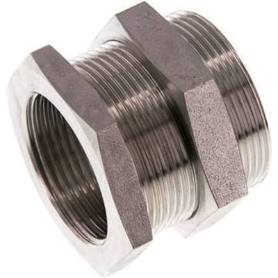 G 1 1/4'' x M49x2 F/M RVS Schotdoorvoer Koppeling 40 Bar - FL2S-FM-ST-114G-M49-B