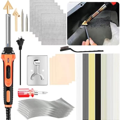 Kit de soudage du plastique 100 W, soudeur du plastique et pistolet à fer à souder 2 en 1, contrôle de la température à 3 vitesses US plug rouge