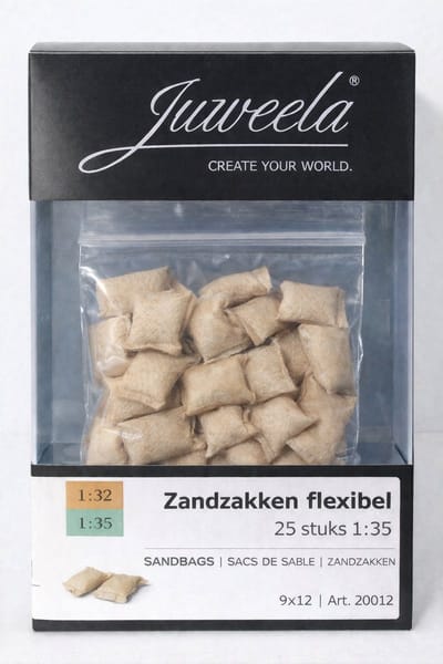 Juweela 20012 Zandzakjes 1:35 (25 stuks) – Realistische Miniatuur Zandzakken voor Diorama & Modelbouw - Modelbouw accessoires