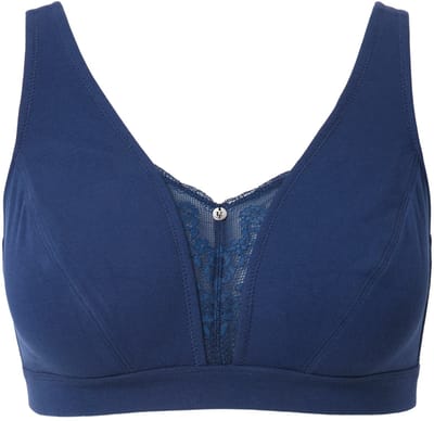 Ulla Popken - Dames - Bralette kantinzet zonder beugel - Nachtblauw - Maat 95C