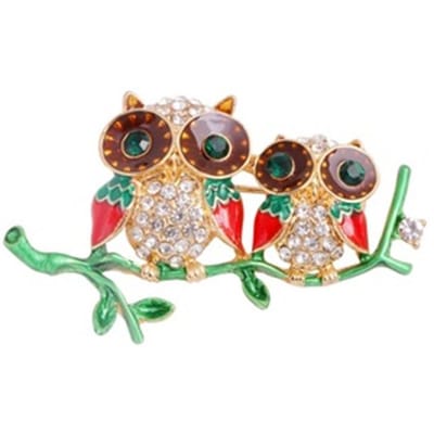 Twee Leuke Olie Druppelende Takken ,Dubbele Uil Broche ,Mannelijke En Vrouwelijke Broche Corsage Accessoires beige