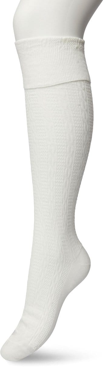 Bonnie Doon Bio Kabel Kniekousen Dames Off White maat 36/42 - Klassiek Kabel patroon - Biologisch Katoen - Uitstekend comfort - Classic Cable Knee High - OEKO-TEX - Gladde Naden - Duurzaam Huidvriendelijk Bio Katoen - Crème - Ivoor - BP211507.110