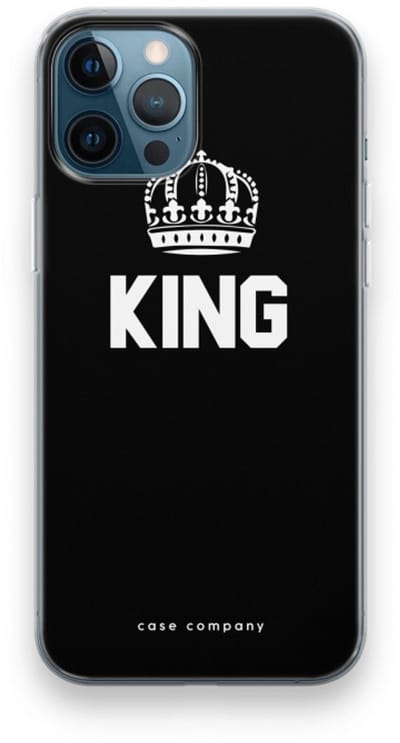 Case Company® - Hoesje geschikt voor iPhone 12 Pro hoesje - King zwart - Soft Cover Telefoonhoesje - Bescherming aan alle Kanten en Schermrand