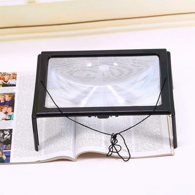 Dailygoods - Vergrootglas - Handvrij - Ideaal voor ouderen - A4 formaat - Met LED verlichting - Geschikt voor lezen en hobby's
