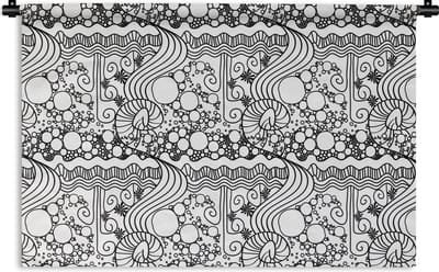 Wandkleed - Wanddoek - Patronen - Abstract - Line Art - Zwart Wit - 180x120 cm - Wandtapijt