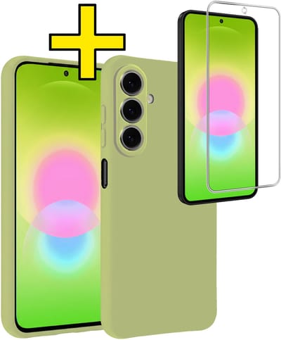 Hoesje - Met Screenprotector - Geschikt voor Samsung Galaxy A27 - Sterk & Shockproof - Back Cover - Siliconen Case - Telefoon Hoes - Telefoonhoesjes - Groen
