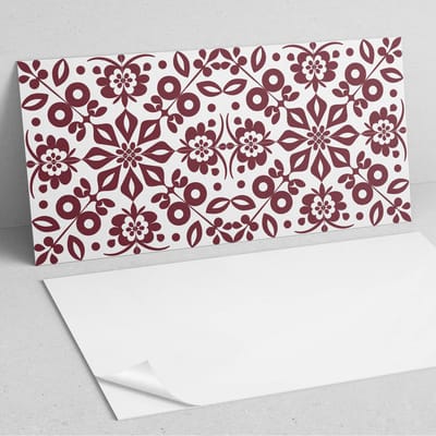 Coloray Wandpanelen Zelfklevend - Bloemenpatroon met bladeren PVC Wandpaneel - 100 cm x 50 cm - Bordeaux Wandbekleding Zelfklevend - 1 stuk - Bloemen en planten Wandpanelen Zelfklevend - Wandpanelen Keuken - Wandpaneel Badkamer