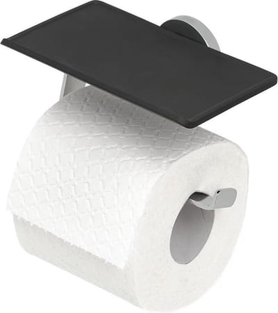 Tiger Noon - Wc rolhouder met planchet - Toiletrolhouder - Zonder boren - Boren of lijmen - Chroom