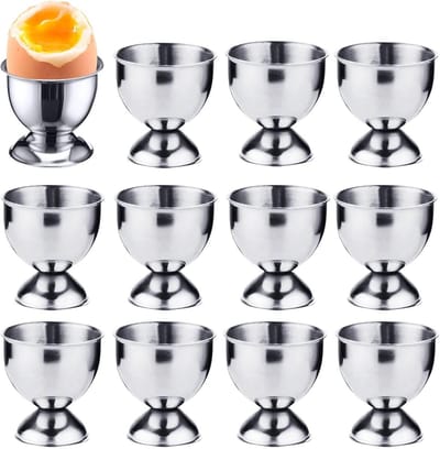 Egg Cups, Stainless Steel, 12 Pieces, Egg Holder Set, Tray Breakfast Egg Cup Holder, Small Wine Glass Mould