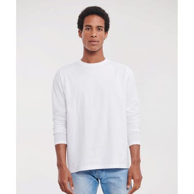 Russell Heren Klassiek T-shirt met lange mouwen (Wit)