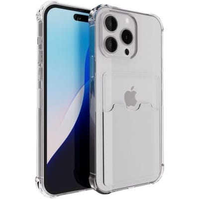 ShieldCase TPU siliconen hoesje met pasjeshouder geschikt voor de Apple iPhone 16 Pro hoesje - telefoonhoesje met pasjeshouder - ruimte voor 1 pasje - transparante back cover (transparant)