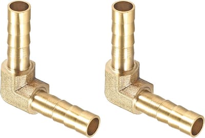 L-vormige messing connector (6mm) voor 2 stangen - verbindingsstuk voor brandstof, lucht, water, olie en gas