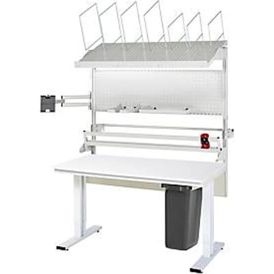 Rau verpakkingstafelsysteem 06 Werktafel serie adlatus 300, B 1500 x D 1000 x H 720-1120 mm, melamine blad, tot 300 kg