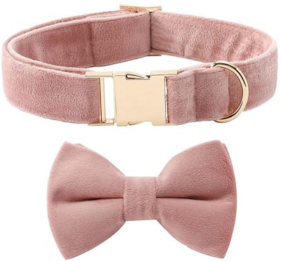 Dailygoods- Hondenhalsband Fluweel - Verstelbaar - Afneembare Vlinderdas - Zacht - Huisdierhalsband - Voor Bruiloften/Feestjes - Hondentuig