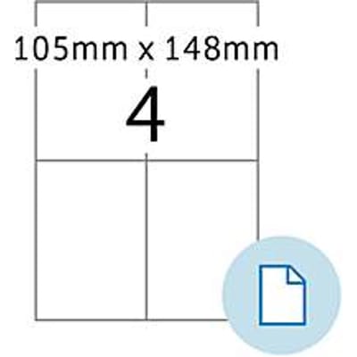 HERMA Universal-Etiketten DATAPRINT, 105 x 148,5 mm, weiß selbstklebend, permanent haftend, chlorfrei gebleicht, - 1 Stück (8404)