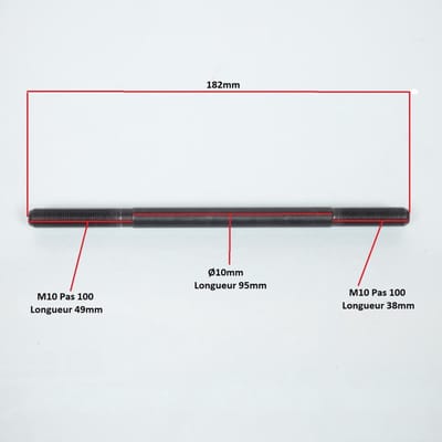 achterwielas voor bromfiets mbk 88 Ø10mm l182mm / m10 p100 nieuw