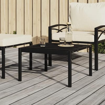 Salontafel voor de tuin, zwart, 60 x 60 x 35 cm, staal, woonkamerbank, bijzettafel voor bank