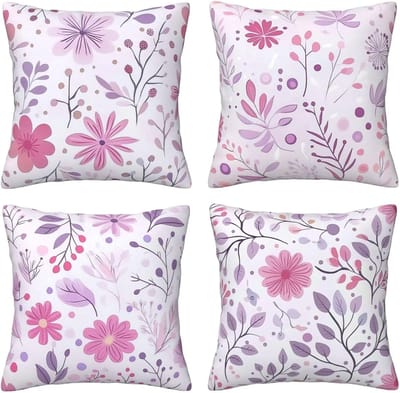 Kussenhoezen, roze bloemen, 65 x 65 cm, behaaglijk, kussenhoes met onzichtbare ritssluiting, zacht, wollig, bankkussen, wasbaar, voor terras, tuin, bank en woonkamer