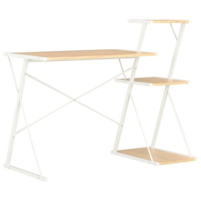 vidaXL - Bureau - met - schap - 116x50x93 - cm - wit - en - eikenkleurig