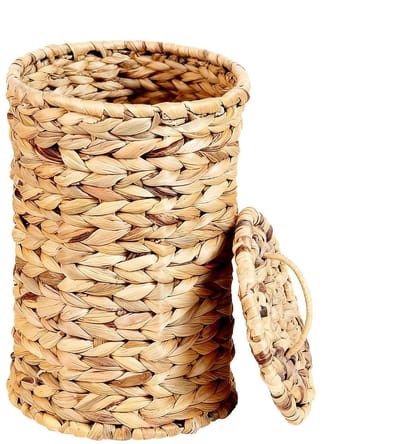 Prullenmand Gevlochten - Natuurlijke Mand - Afval Beheer - Luchtige Weefselstructuur - 32.5cm Hoogte - Natuurlijk