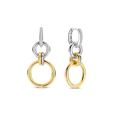 TI SENTO Dames Oorbellen - 925 zilver - Zirkonia met geel verguld - 78018ZY