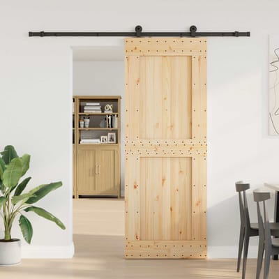 vidaXL - Schuifdeur - NARVIK - 85 - x - 210 - cm - (213,5 - cm) - Naturel - en - Zwart