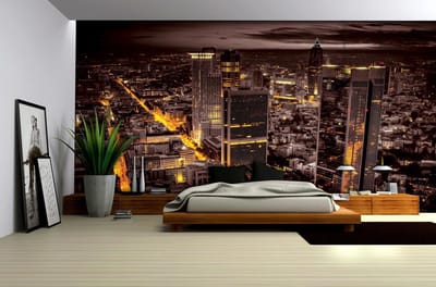 City Frankfurt Skyline Night Lights Photo Wallcovering