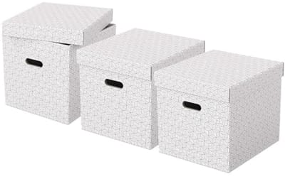 Set van 3 Grote Kubusvormige Opbergdozen met Deksel - Duurzaam en Modern voor Thuis of Kantoor