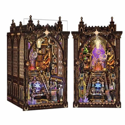 Meedeer DIY Book Nook Kit-Magisch thema rond de twaalf sterrenbeelden-houten modelbouw-DIY miniatuur poppen huis-met LED-licht-doe-het-zelf houten poppenhuis kit-puzzel huis model bouwsets