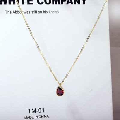 925 Robijn druppel geelgouden ketting dames sleutelbeenketting klassiek vintage elegant retro temperament ketting sieraden cadeau beige