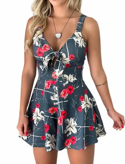 Playsuit Jurk Grijs Groen - Zomer - Dames Mode - Kort - Dress - Maat S