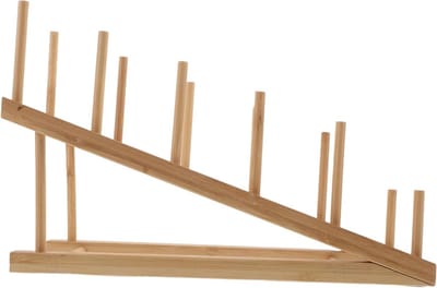 Houten Poppenstandaard - Displayrek Poppen - Poppen Opbergen - Verstevigde Basis - 30x19.5x13cm - Khaki
