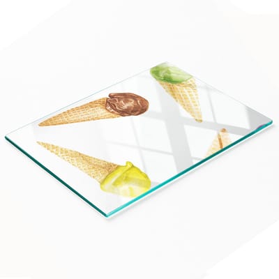 Serveerplank van gehard glas met ijsmotief, 80x52 cm