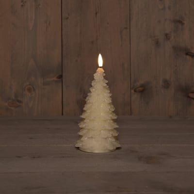 LED Kaars wax kerstboom ivoor 9,5x20cm